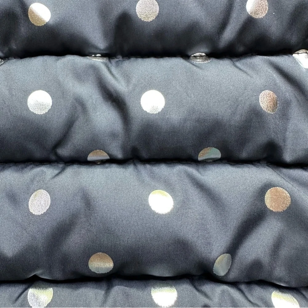 Old Navy Infant Puffer Vest 18-24 months Charcoal Gray Silver Shiny Polka Dots